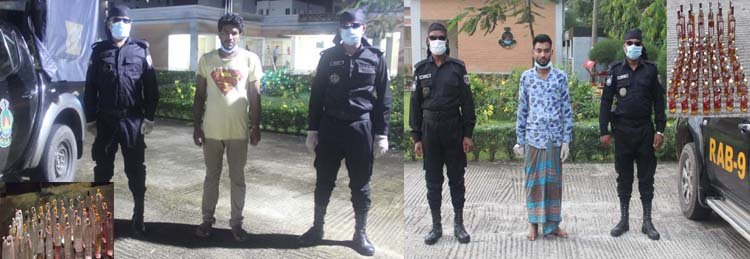 শাহপরাণ ও এয়ারপোর্ট থেকে বিদেশী মদ এবং দেশীয় চোলাই মদসহ মাদক ব্যবসায়ী গ্রেফতার করেছে র‌্যাব-৯।