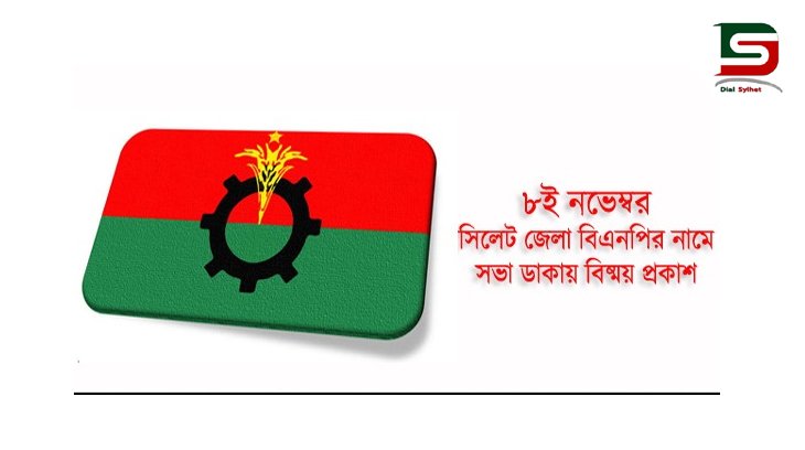 ৮ নভেম্বর সিলেট জেলা বিএনপির নামে সভা ডাকায় বিষ্ময় প্রকাশ