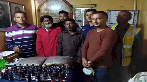 মাধবপুরে গাঁজা ও ফেনসিডিল সহ আটক ৩