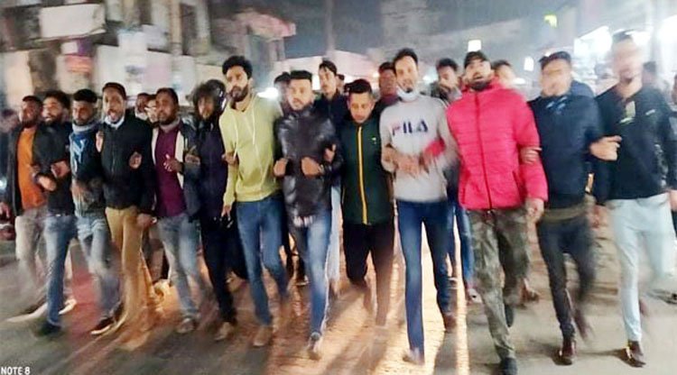 বিএনপি নেতা মনিরুল ইসলামের মুক্তির দাবিতে দক্ষিণ সুরমা ছাত্রদলের বিক্ষোভ