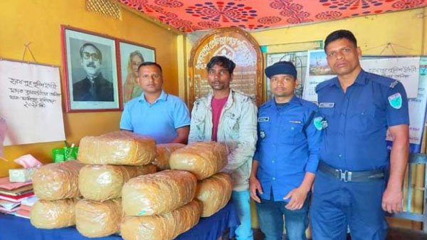 মাধবপুরে বিপুল পরিমাণ গাঁজাসহ ১ জন আটক