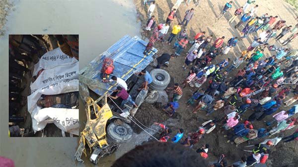 হরিপুরে ব্রিজের নিচে ট্রাক, নিহত দুই