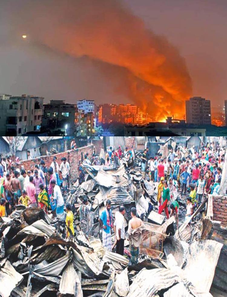 আগুনে পুড়ে নি:স্ব হয়েছেন মহাখালীর সাততলা বস্তির বাসিন্দারা