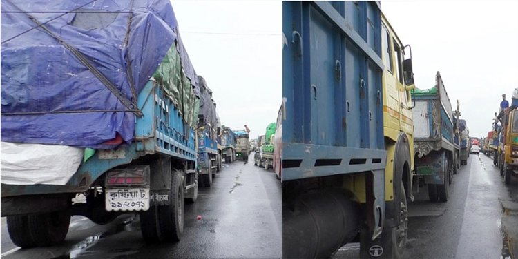 মহাসড়কে দীর্ঘ যানজট, দুর্ভোগে যাত্রী ও চালক