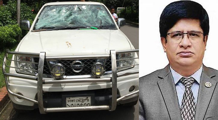 গাড়ি ভাঙচুর, অল্পের জন্য প্রাণে রক্ষা পেলেন সচিব