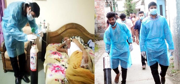 করোনা আক্রান্ত রোগীদের অক্সিজেন  সার্ভিস দিচ্ছেন ছাত্রলীগ নেতা শাওন