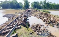 বন্যায় বিধ্বস্ত সিলেট-ছাতক রেলপথ