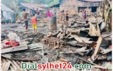 শান্তিগঞ্জে আগুনে পুড়ল ১০টি বসতঘর