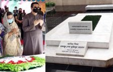 টুঙ্গিপাড়ায় বঙ্গবন্ধুর সমাধিতে ফুল দিয়ে শ্রদ্ধা জানালেন প্রধানমন্ত্রী