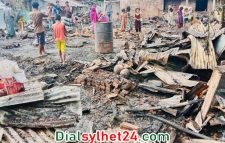 শান্তিগঞ্জে আগুনে পুড়ল ১০টি বসতঘর
