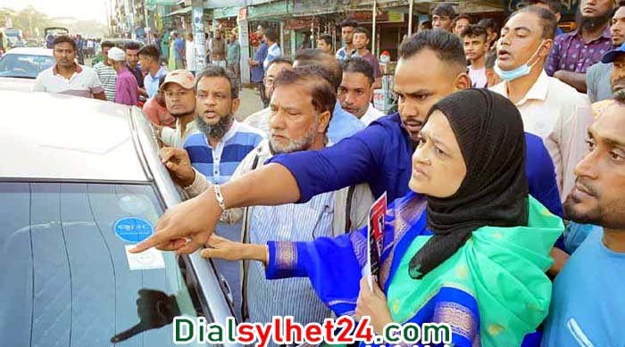 সমাবেশের প্রচারপত্র বিতরণকালে ইলিয়াস পত্নীর গাড়ি ভাঙচুর