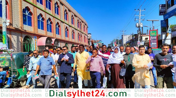সিলেটের গণসমাবেশ সফল করতে বড়লেখায় বিএনপির লিফলেট বিতরণ