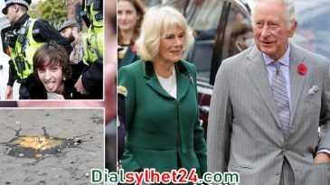 ব্রিটেনের রাজা তৃতীয় চার্লসকে লক্ষ্য করে ডিম নিক্ষেপ
