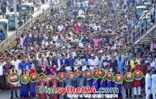 প্রতিষ্ঠাবার্ষিকী উপলক্ষে সিলেট জেলা ও মহানগর ছাত্রলীগের বর্ণাঢ্য র‌্যালি