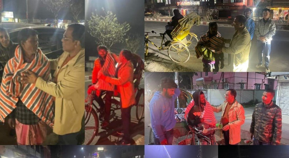 মধ্য রাতে অসহায় শীতার্তদের মাঝে জেলা যুবলীগের সাবেক সাধারণ সম্পাদক উদ্যোগে সুমন কম্বল বিতরণ