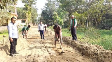 সংবাদ প্রকাশের পর বড়লেখায় সেই রাস্তার নির্মাণ কাজ শুরু