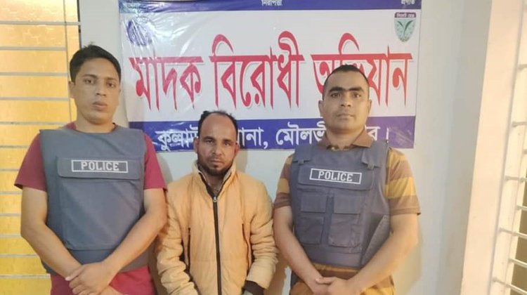 কুলাউড়া থানা পুলিশের অভিযানে গাঁজা ও ইয়াবাসহ ০১ জন মাদক ব্যবসায়ী গ্রেফতার