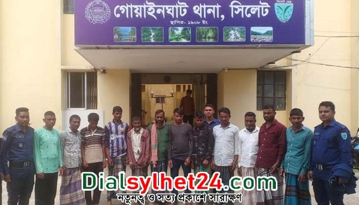 গোয়াইনঘাটে জুয়া খেলার সরঞ্জামসহ গ্রেপ্তার ১০