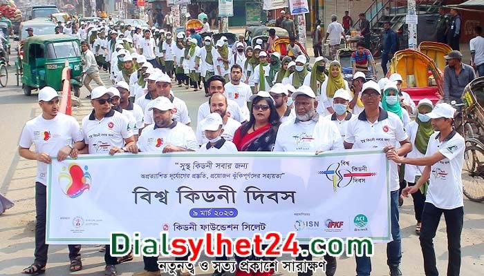বিশ্ব কিডনী দিবসে ‘কিডনী ফাউন্ডেশন সিলেট’র র‌্যালি