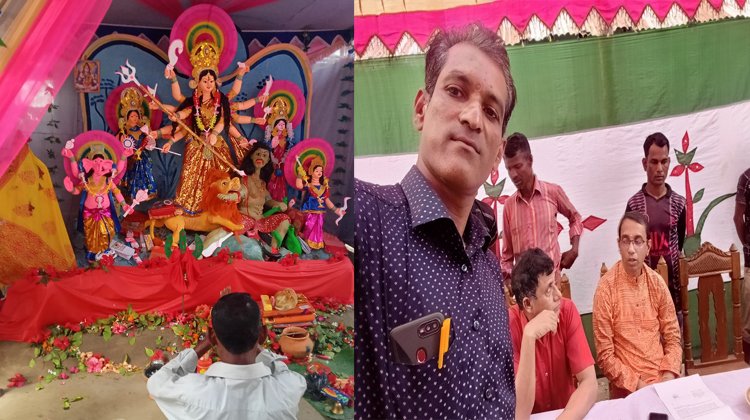 কুঞ্জবন বস্তিতেবাসন্তী পূজা  পালিত হচ্ছে