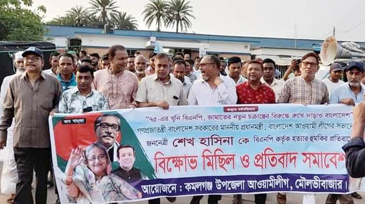 কমলগঞ্জে আওয়ামী লীগের বিক্ষোভ মিছিল