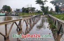 জগন্নাথপুরে পানিতে তলিয়ে গেছে সেতু, যানচলাচল বন্ধ