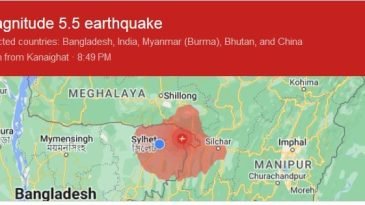 ভূমিকম্পের উৎপত্তিস্থল সিলেটের কানাইঘাটে!