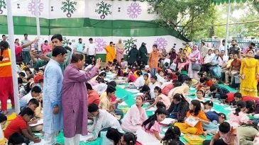 সুনামগঞ্জের হাজারো শিক্ষার্থীর অংশগ্রহণে চিত্রাঙ্কন ও সুন্দর হাতে লেখা প্রতিযোগিতা