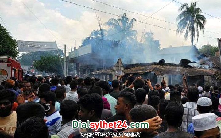 গোয়াইনঘাটে আগুনে ৫ দোকান পুড়ে ছাই
