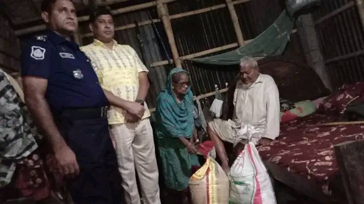 শ্রীমঙ্গল থানার অফিসার ইনচার্জ জাহাঙ্গীর হোসেন সরদারের মানবিক সহয়তা প্রদান 