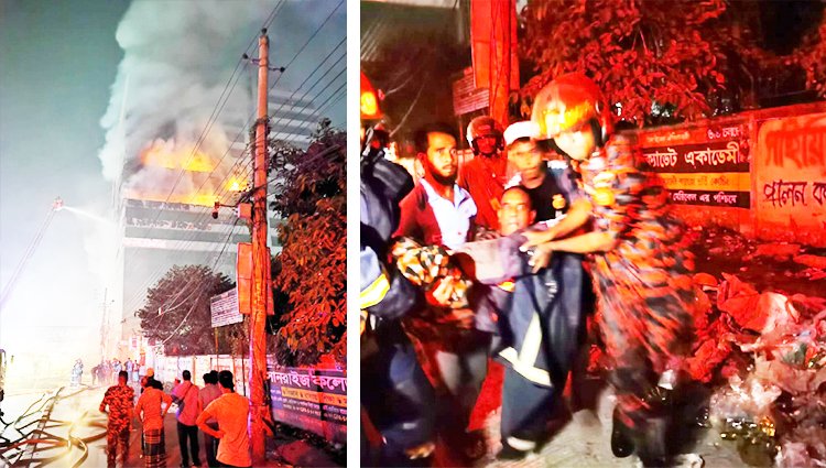 উত্তরায় বিএনএস সেন্টারে আগুন, নিয়ন্ত্রণে ১৯ ইউনিট