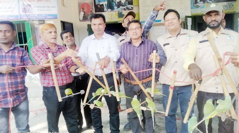 সরঞ্জামসহ ১২টি টিয়া পাখি উদ্ধার