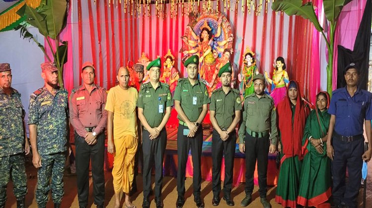 বড়লেখায় পূজামন্ডপ পরিদর্শনে আনসার ও ভিডিপি কমান্ড্যান্ট