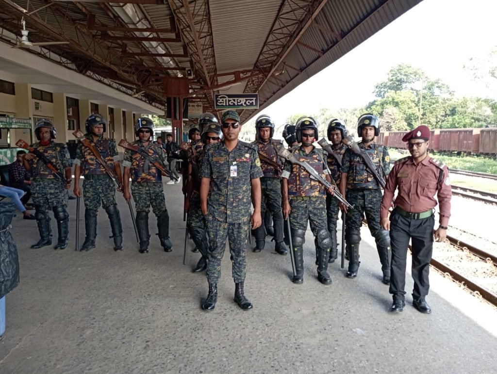 শ্রীমঙ্গল রেল স্টেশনে নাশকতার আশংঙ্খায় ২৪, আনসার ব্যাটালিয়ানের  কড়া নিরাপত্তা