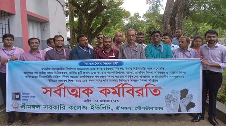 শ্রীমঙ্গলে ক্যাডার বৈষম্য নিরসনসহ বিভিন্ন দাবি আদায়ে কর্মবিরতি