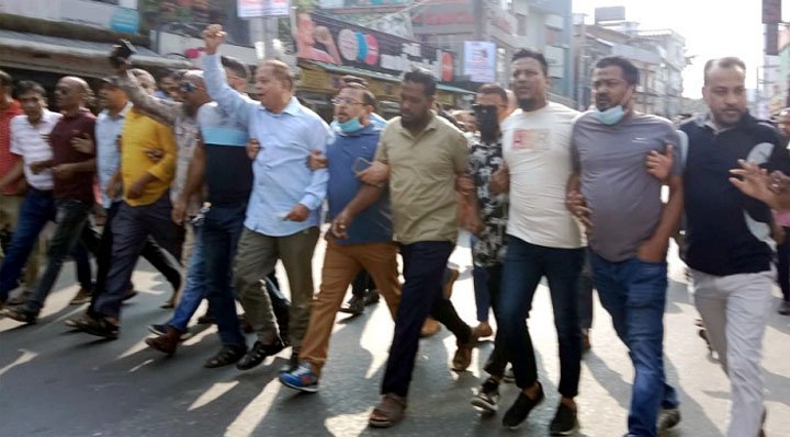 অবরোধের শেষদিনে সিলেট মহানগর বিএনপির মিছিল