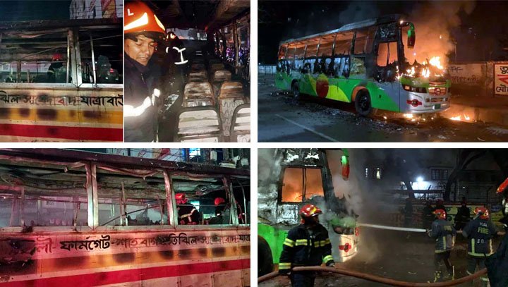 অবরোধের আগের দিন রাজধানীতে পাঁচ বাসে আগুন