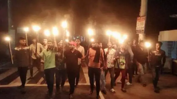 মৌলভীবাজার জেলা ছাত্রদলের উদ্যোগে মশাল মিছিল।