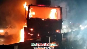 সিলেটে বিভিন্ন ভোট কেন্দ্রের সামনে আগুন