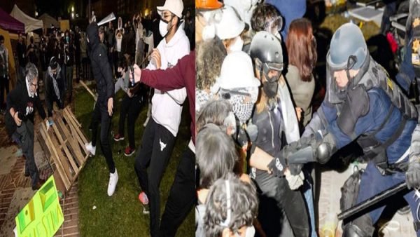 যুক্তরাষ্ট্রে ফিলিস্তিনপন্থী বিক্ষোভকারী শিক্ষার্থীদের উপর পুলিশের হামলা