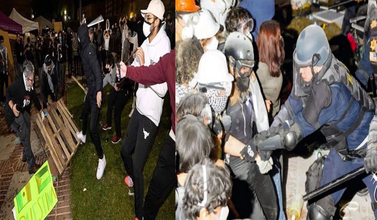 যুক্তরাষ্ট্রে ফিলিস্তিনপন্থী বিক্ষোভকারী শিক্ষার্থীদের উপর পুলিশের হামলা