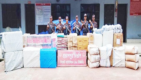 সিলেটে কোটি টাকার চোরাই পণ্য জ ব্দ