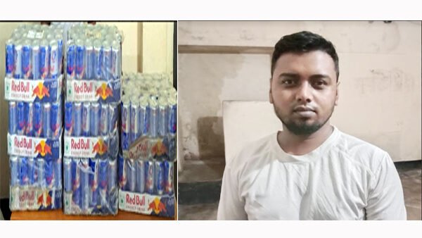 সিলেটে বাস থেকে ভারতীয় কোমল পানীয় রেডবুল’র ২০০টি ক্যানসহ যুবক আটক